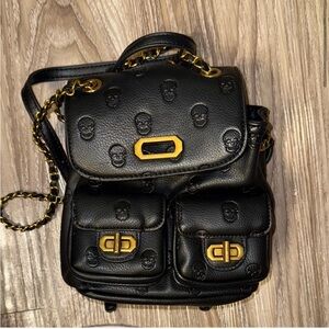 Betsey Johnson Black skull mini Backpack